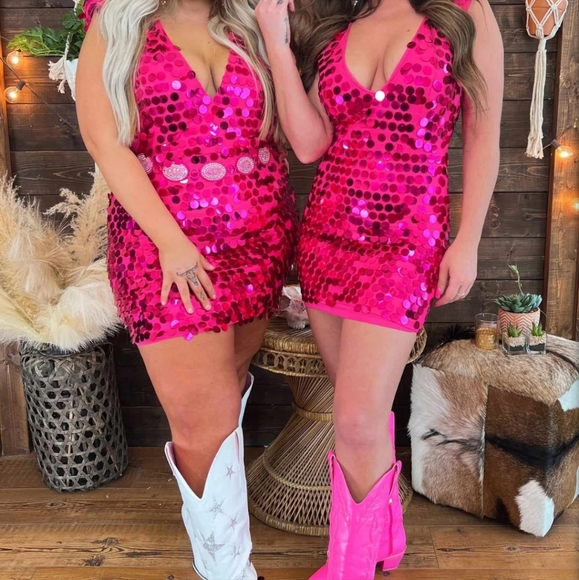 NWT Southern Fried Chics Disco Cowgirl Bodycon Dress sz M - Picture 3 of 4